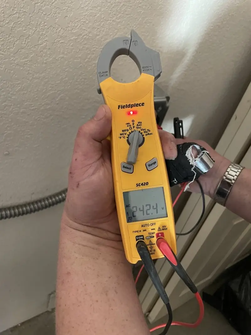 Voltage testing with clamp meter during Hot Tub / Pool Electrical Wiring in Hainesport